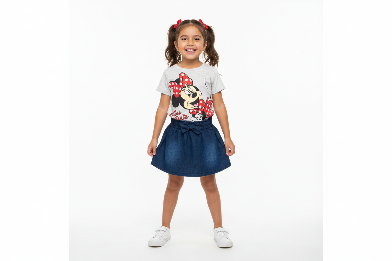 Set 2 piezas gris Minnie Disney bebe niña falda jeans D9-MI-1170B promo 2x1000 590490