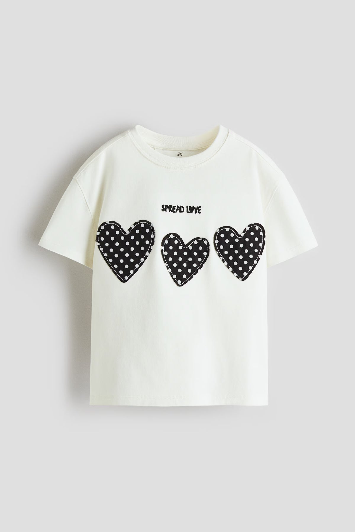 Camisa blanca corazones negros niña H&M 1353057005