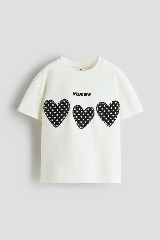 Camisa blanca corazones negros niña H&M 1353057005