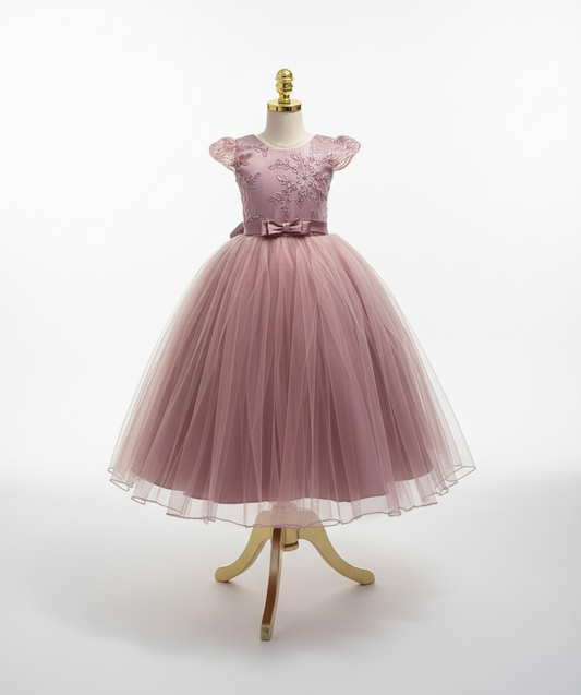 Vestido rosado viejo evento gala con manga Princesa Royal
