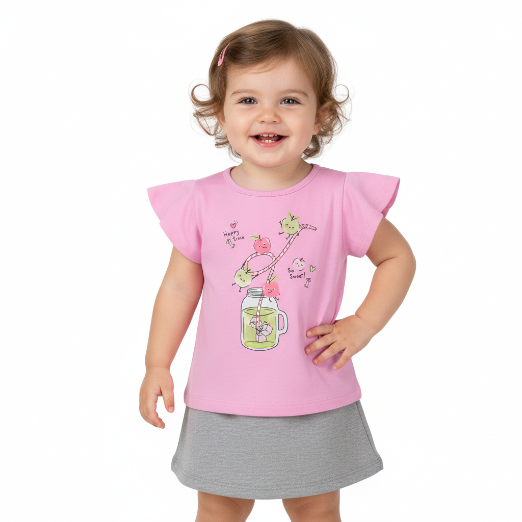 Set 2 piezas bebe niña camisa rosada y falda gris Bee loop 17986 - 143209 promo 3x1000