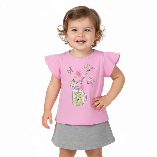 Set 2 piezas bebe niña camisa rosada y falda gris Bee loop 17986 - 143209 promo 3x1000