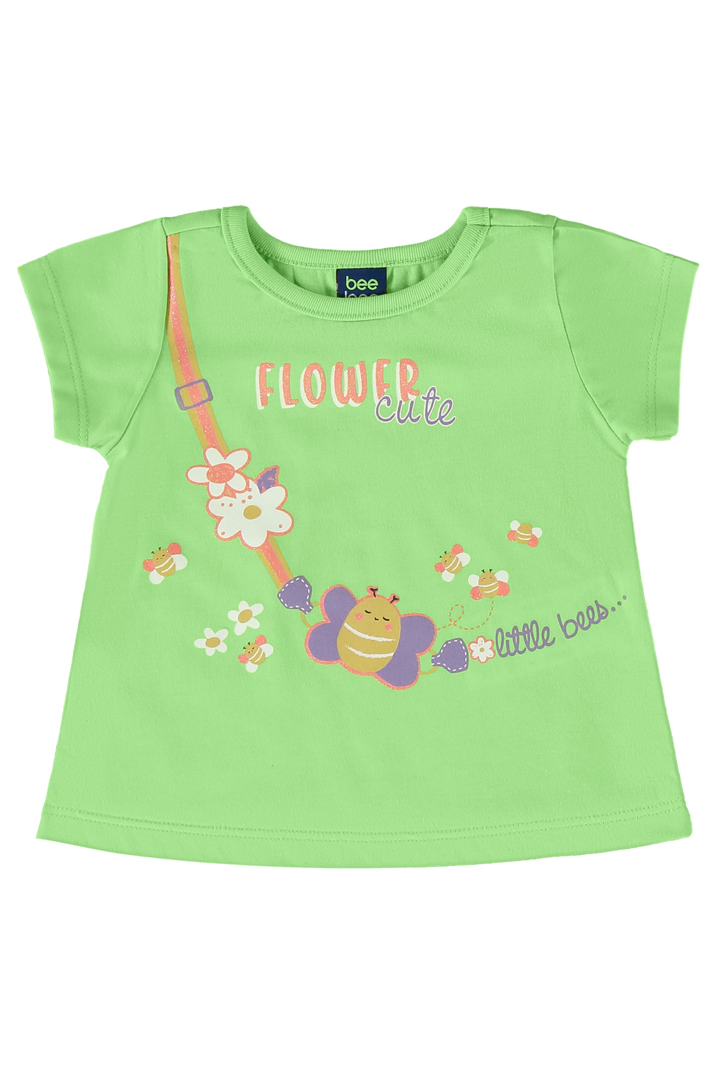 Set 2 piezas bebe niña camisa verde y falda morada Bee loop 17989 - 020225