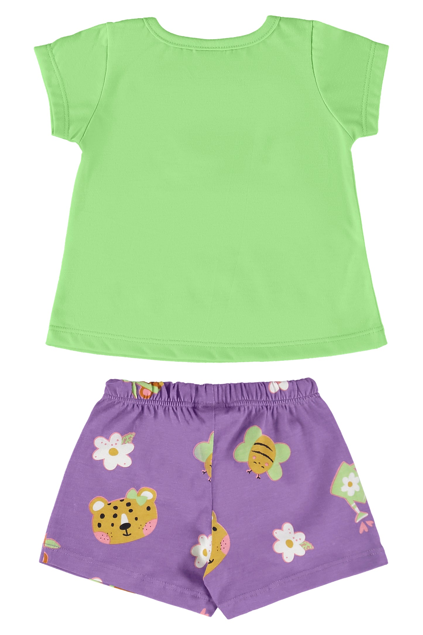 Set 2 piezas bebe niña camisa verde y falda morada Bee loop 17989 - 020225