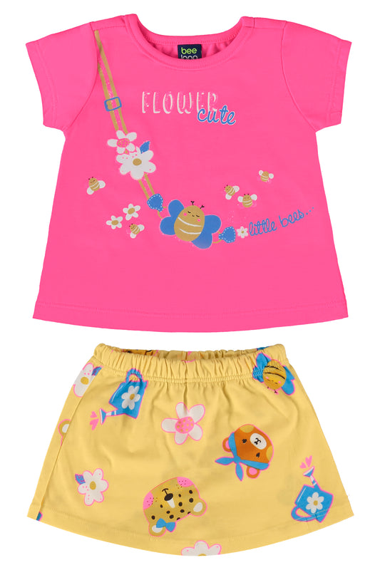 Set 2 piezas camisa rosada y falda amarilla Bee loop 17989 - 072033