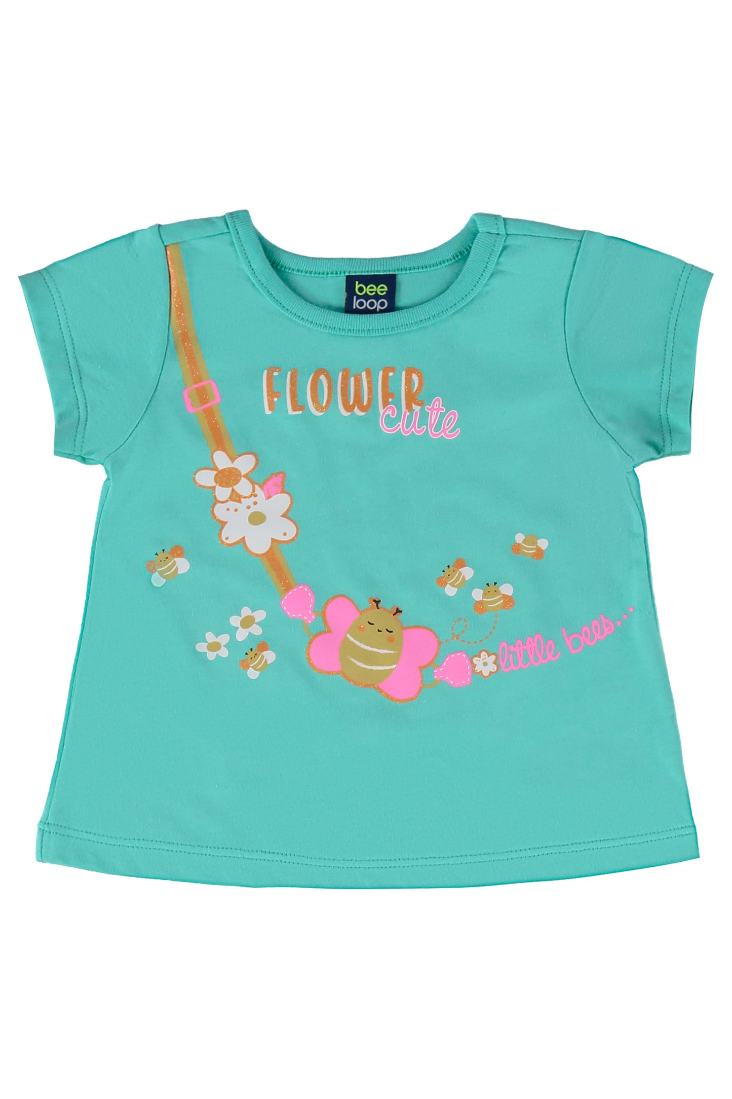 Set 2 piezas bebe niña camisa azul y falda rosada Bee loop 17989 - 155218