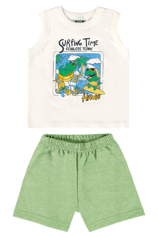 Conjunto camisa blanca short verde Bee loop 17998 - 000106