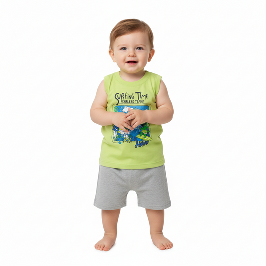 Set bebe niño animales Conjunto camisa verde short gris Bee loop 17998 - 130535 promo 3x1000