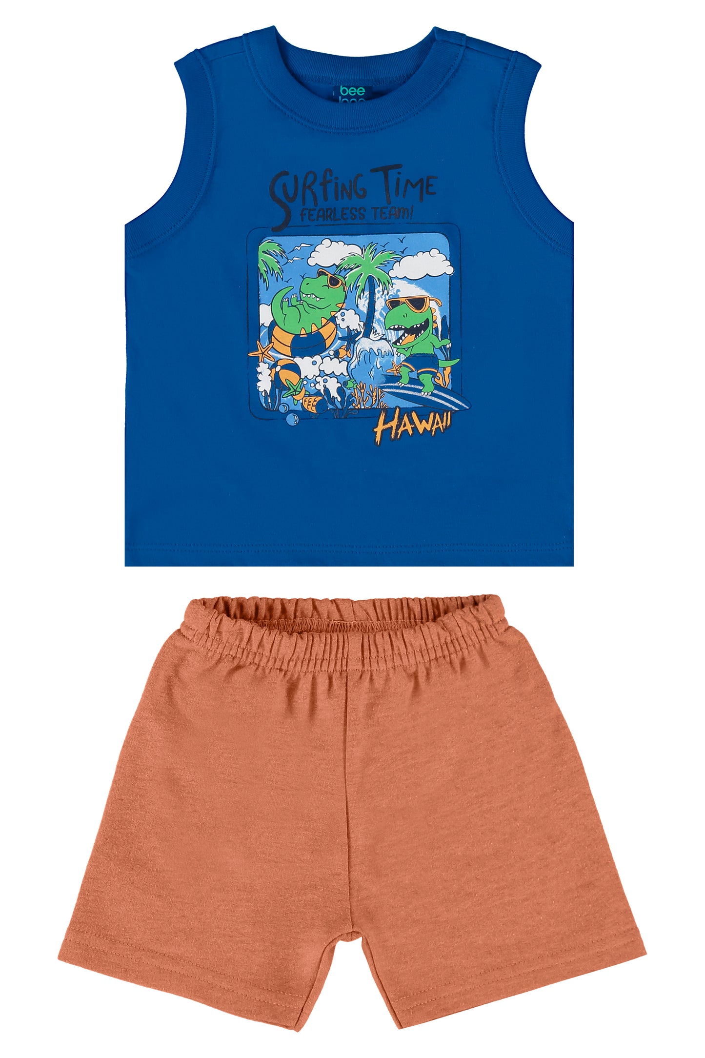 Conjunto camisa azul short café Bee loop 17998 - 194056