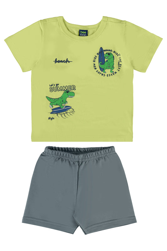 Conjunto camisa azul short café Bee loop 17999 - 130535