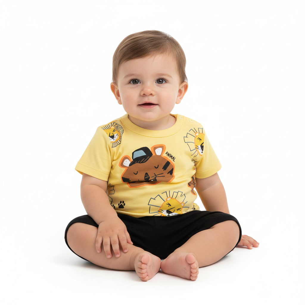 Set bebe niño animales Conjunto camisa amarilla short negro niño Bee loop 18000 - 120720 promo 3x1000