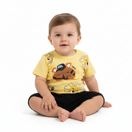 Set bebe niño animales Conjunto camisa amarilla short negro niño Bee loop 18000 - 120720 promo 3x1000