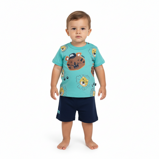 Set bebe niño animales Conjunto camisa azul celeste short azul navy Bee loop 18000 - 155218 promo 3x1000