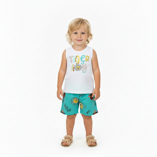 Set bebe niños animales Conjunto camisa blanca short azul Bee loop 18001 - 000101 promo 3x1000