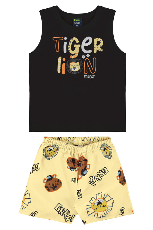 Conjunto camisa negra short amarillo Bee loop 18001 - 0008910