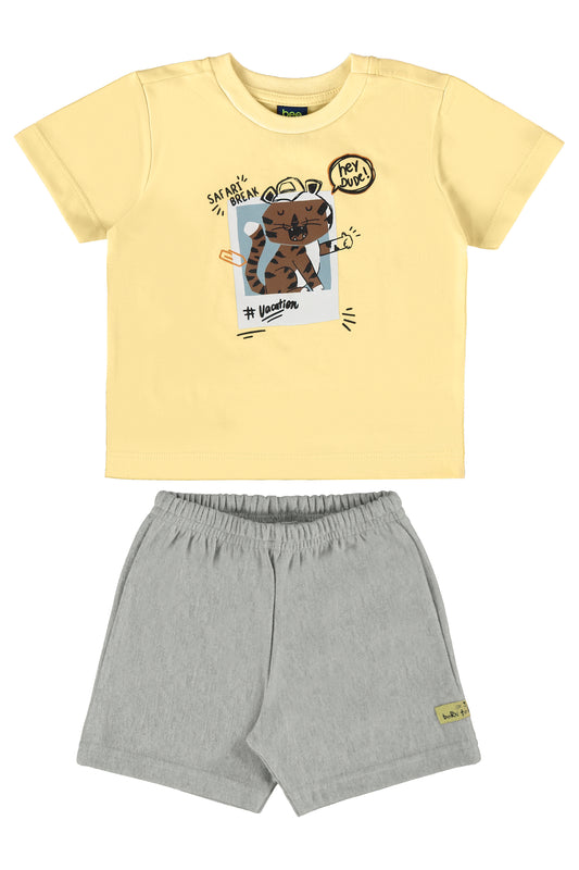 Conjunto camisa amarilla short gris Bee loop 18002 - 120720
