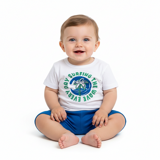 Set bebe niño camisa blanca short azul Bee loop 18003 - 000101 promo 3x1000