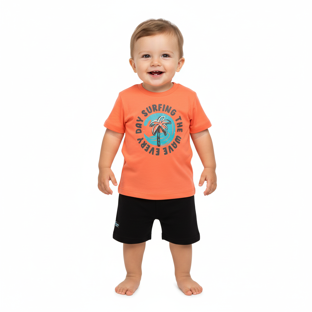 Set bebe niño camisa naranja short negro Bee loop 18003 - 151247 promo 3x1000