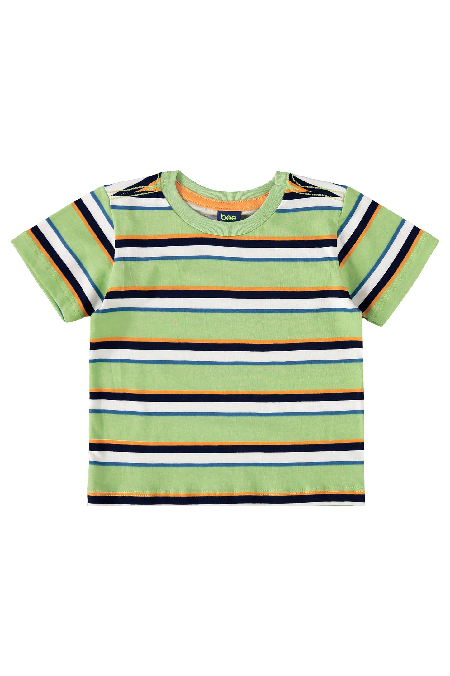 Conjunto camisa verde rayada short naranja Bee loop niño 18006 - LIS627