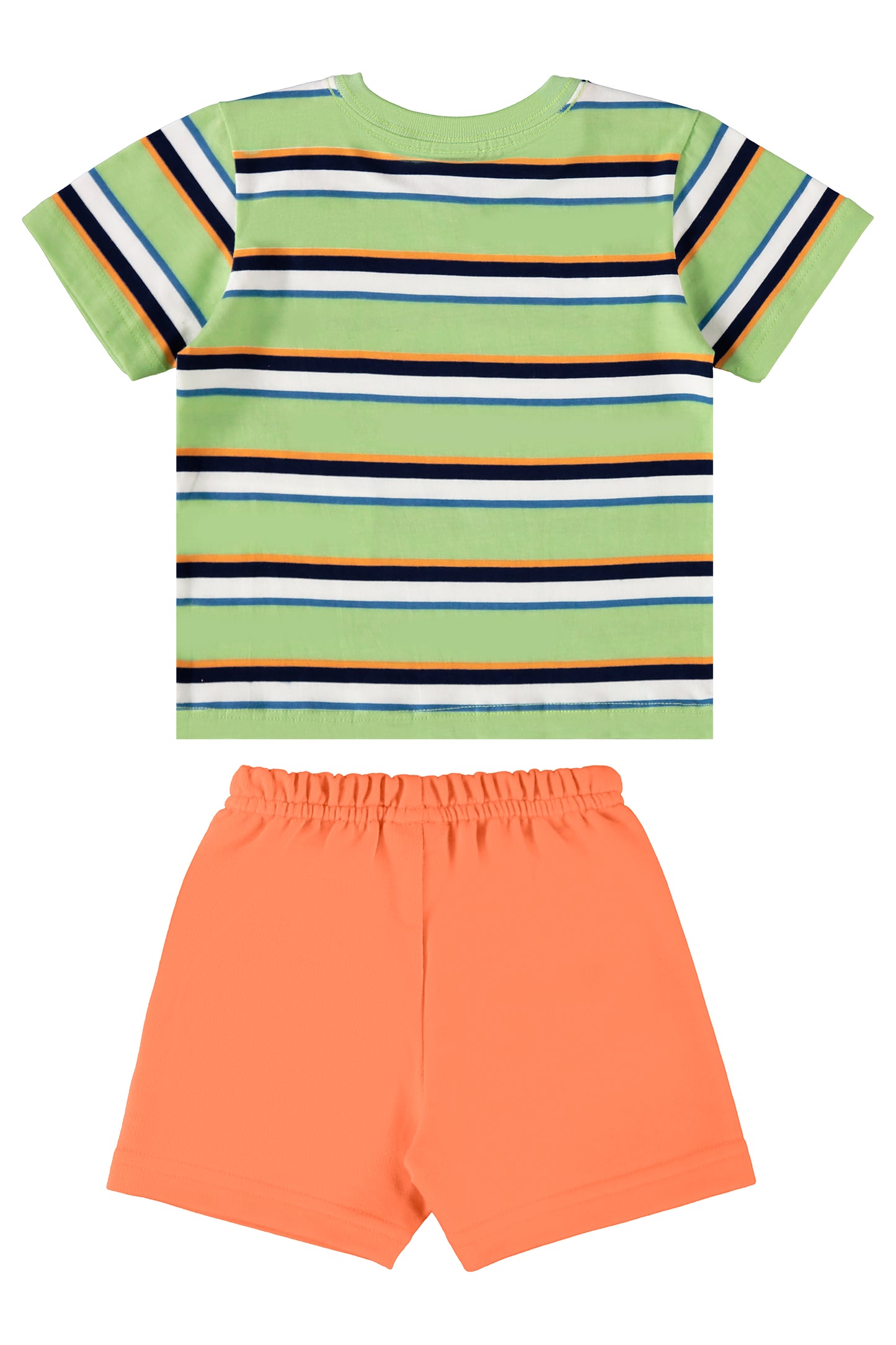 Conjunto camisa verde rayada short naranja Bee loop niño 18006 - LIS627