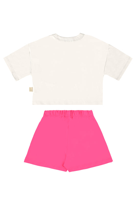 Conjunto blusa blanca falda rosada Bee loop 18013 - 000106