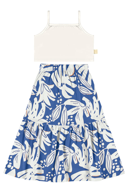 Conjunto blusa blanca falda azul Bee loop 18020 - 000106