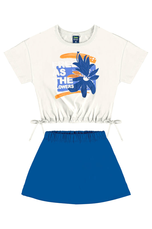 Conjunto blusa blanca falda azul Bee loop 1206.18021 - 000106