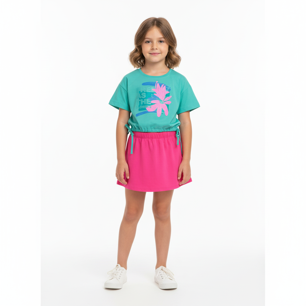 Set niña flores hawaiana camisa azul falda rosada niña Bee Loop 1206.18021 - 155218 promo 2x1000