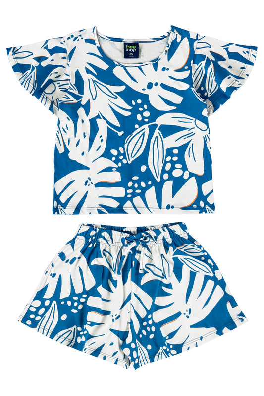 Conjunto blusa azul shorts azul Bee loop 18022 - FLO972