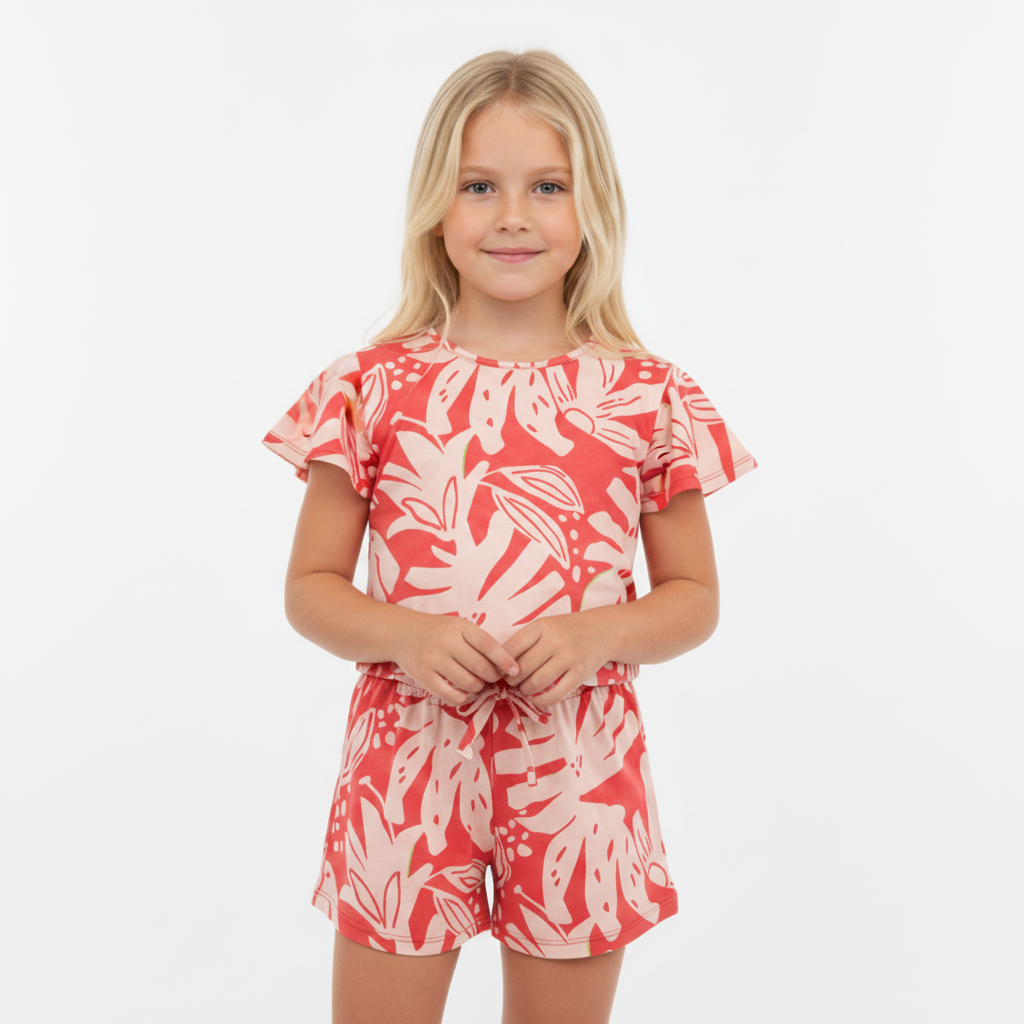 Set niña rojo hawaiano flores hojas Bee loop 18022 - FLO974 promo 3x1000