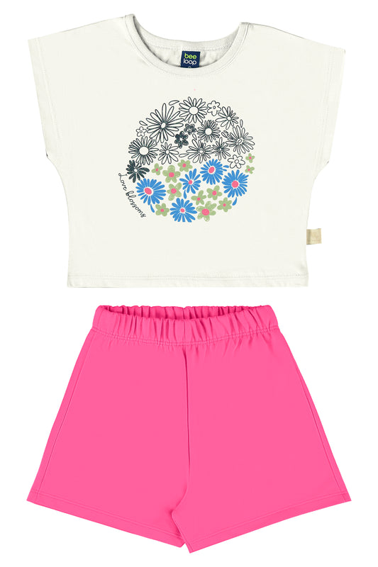Conjunto blusa blanca short rosado Bee loop 18034 - 000106