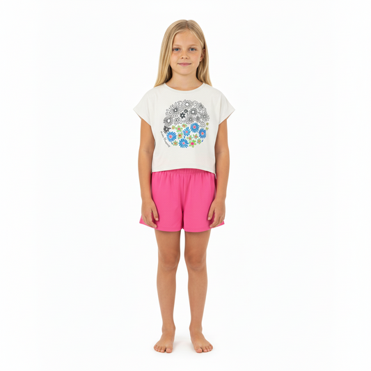 Set niña camisa blanca short rosado Bee loop 18034 - 000106 promo 3x1000