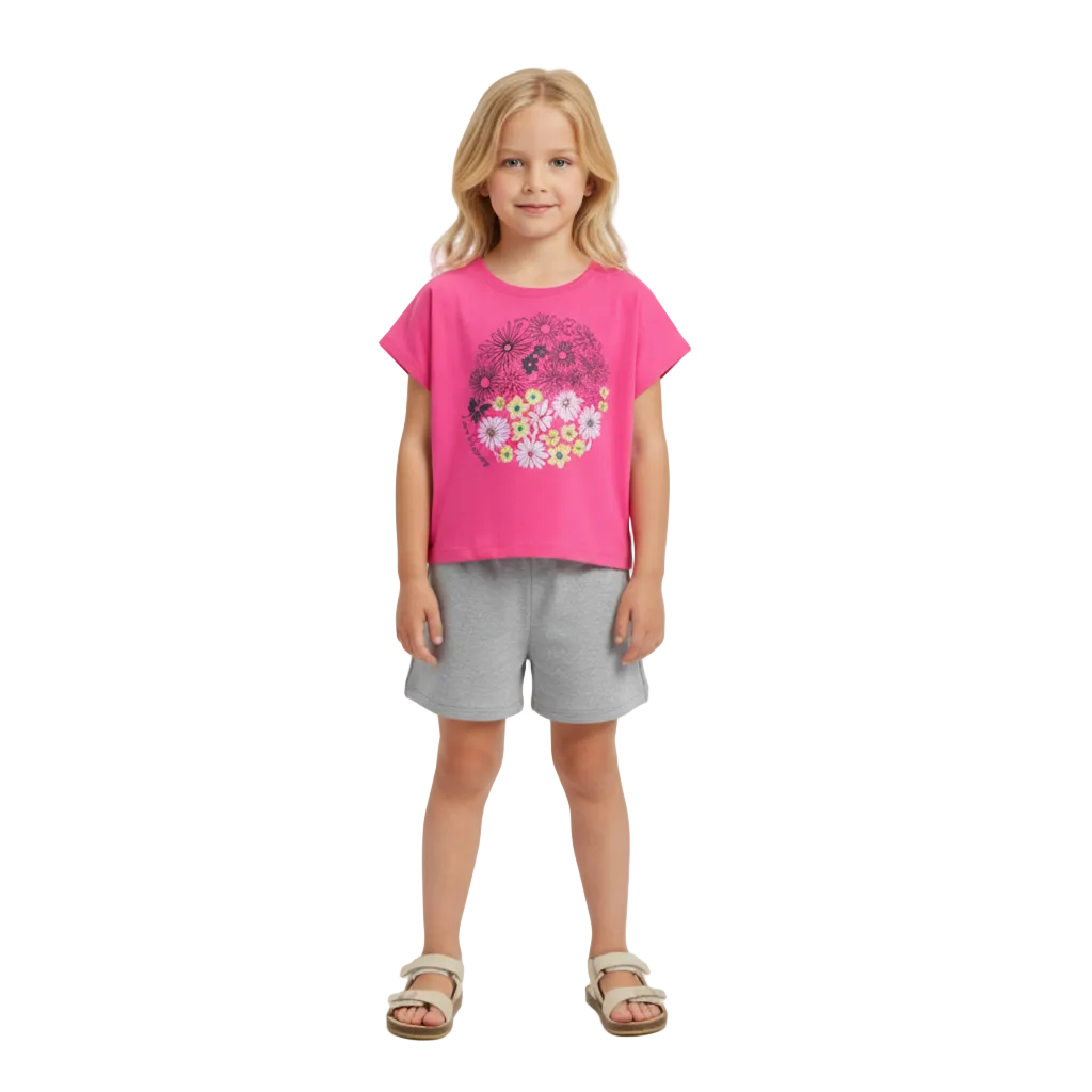 Set niña camisa rosada short gris Bee loop 18034 - 072033 promo 3x1000