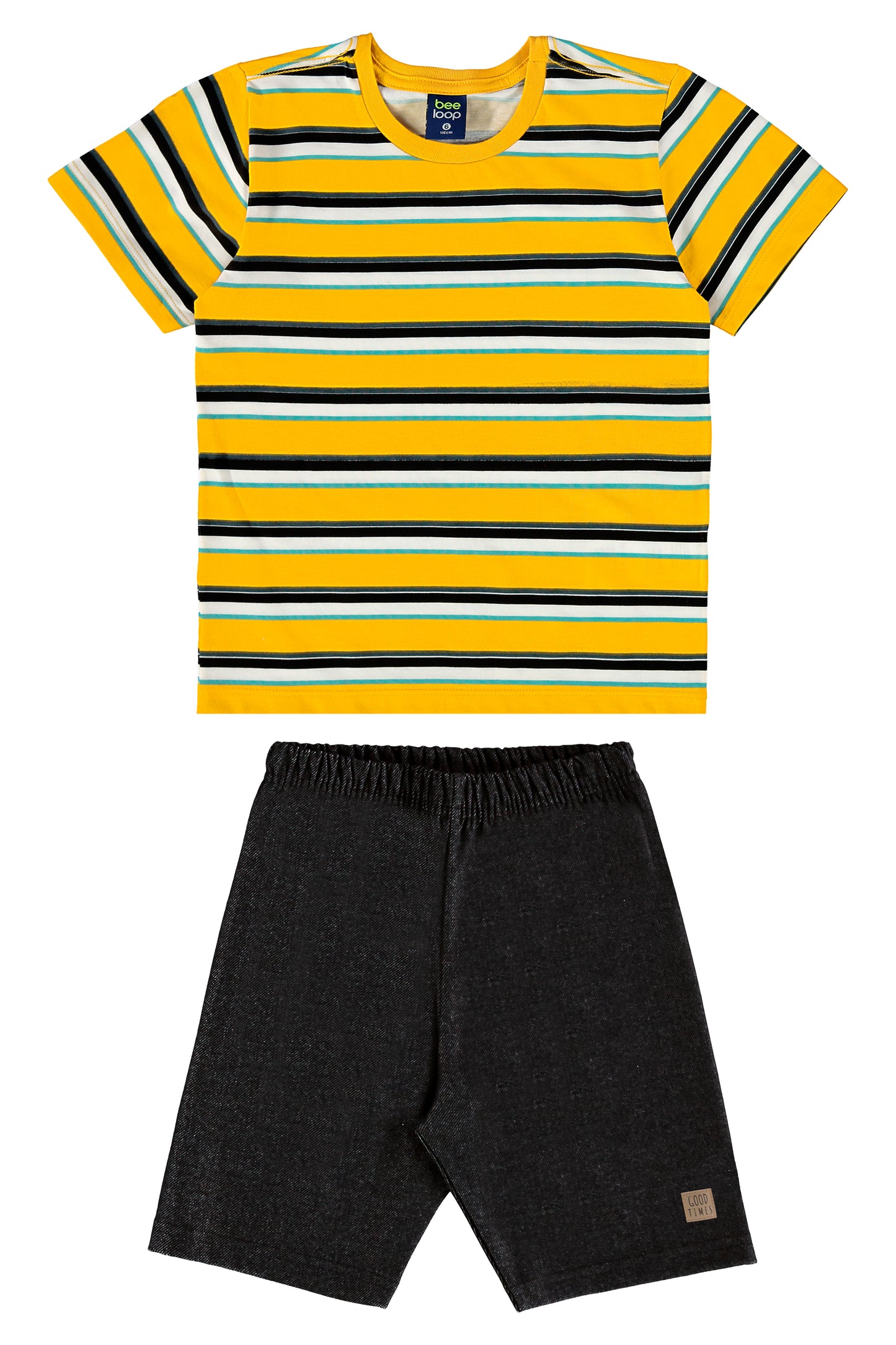 Conjunto camiseta amarilla rayada short negro Bee loop 18035 - LIS626