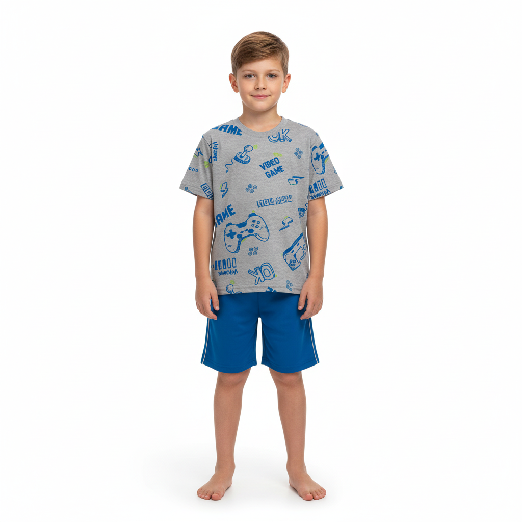 Set niño camiseta gris short azul Bee loop 18040 - AB2161 promo 3x1000
