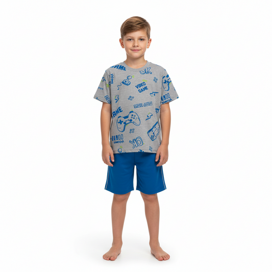 Set niño camiseta gris short azul Bee loop 18040 - AB2161 promo 3x1000
