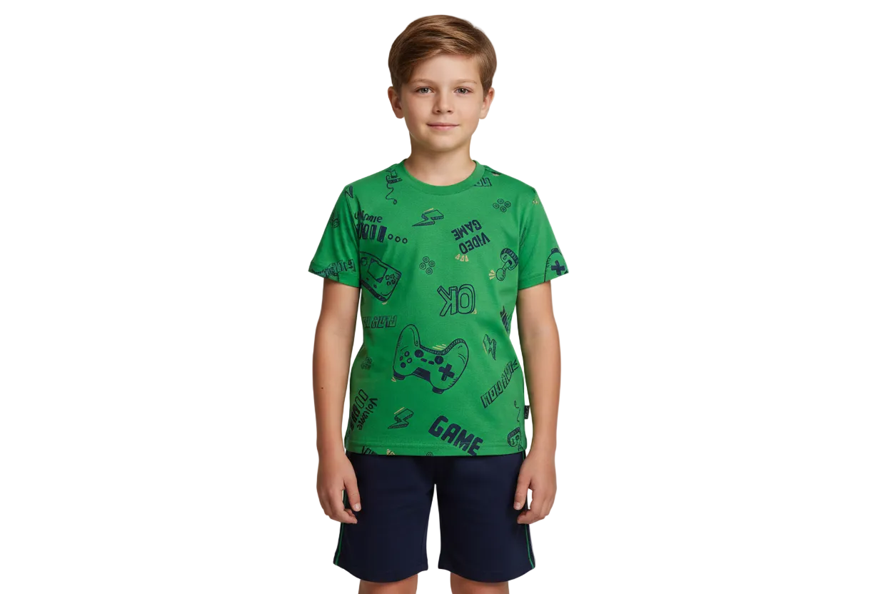 Set niño camiseta verde short azul Bee loop 18040 - AB2162 promo 3x1000