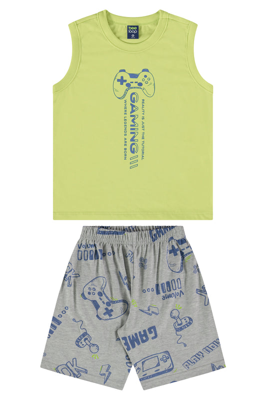 Conjunto camisa verde menta short gris Bee loop 18042 - 130535