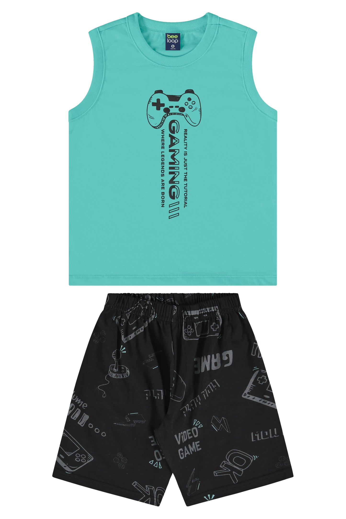 Conjunto camisa azul celeste short negro Bee loop 18042 - 155218