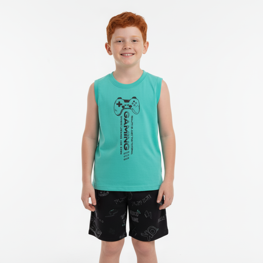 Set niño camisa azul short negro Bee loop 18042 - 155218 promo 3x1000