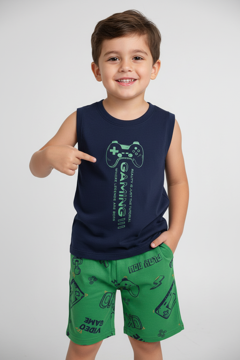 Set niño camisa azul short verde Bee loop 18042 - 193921 promo 3x1000