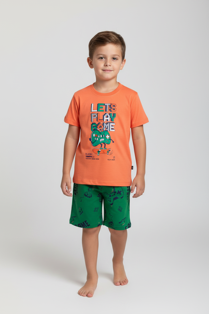 Set niño camisa naranja short verde Bee loop 18043 - 151247 promo 3x1000