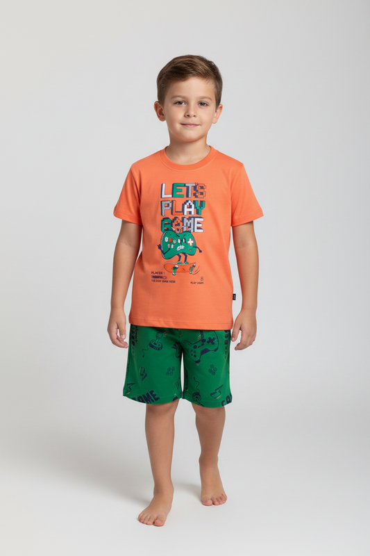 Set niño camisa naranja short verde Bee loop 18043 - 151247 promo 3x1000