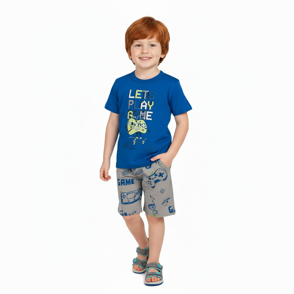 Set niño camisa azul short gris Bee loop 18043 - 194056 promo 3x1000