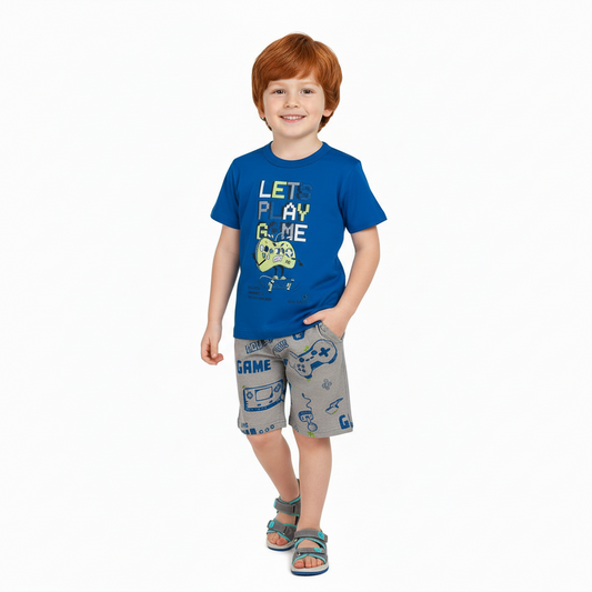 Set niño camisa azul short gris Bee loop 18043 - 194056 promo 3x1000