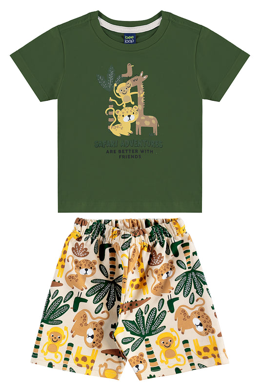 Set conjunto bebe y niño animales verde Bee loop 18150-180317