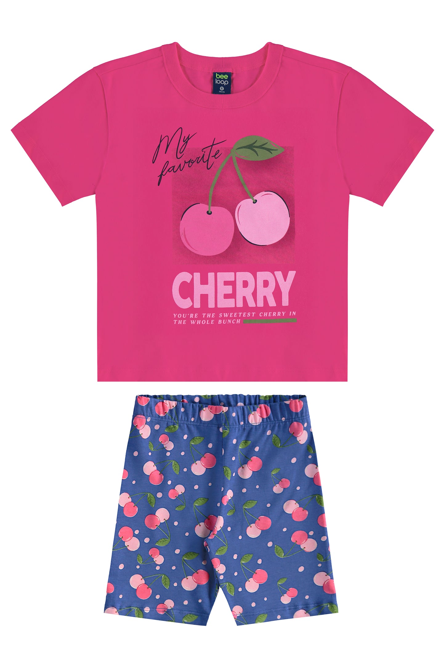 Set conjunto camisa morada short azul cerezas niña Bee Loop 18212-182043