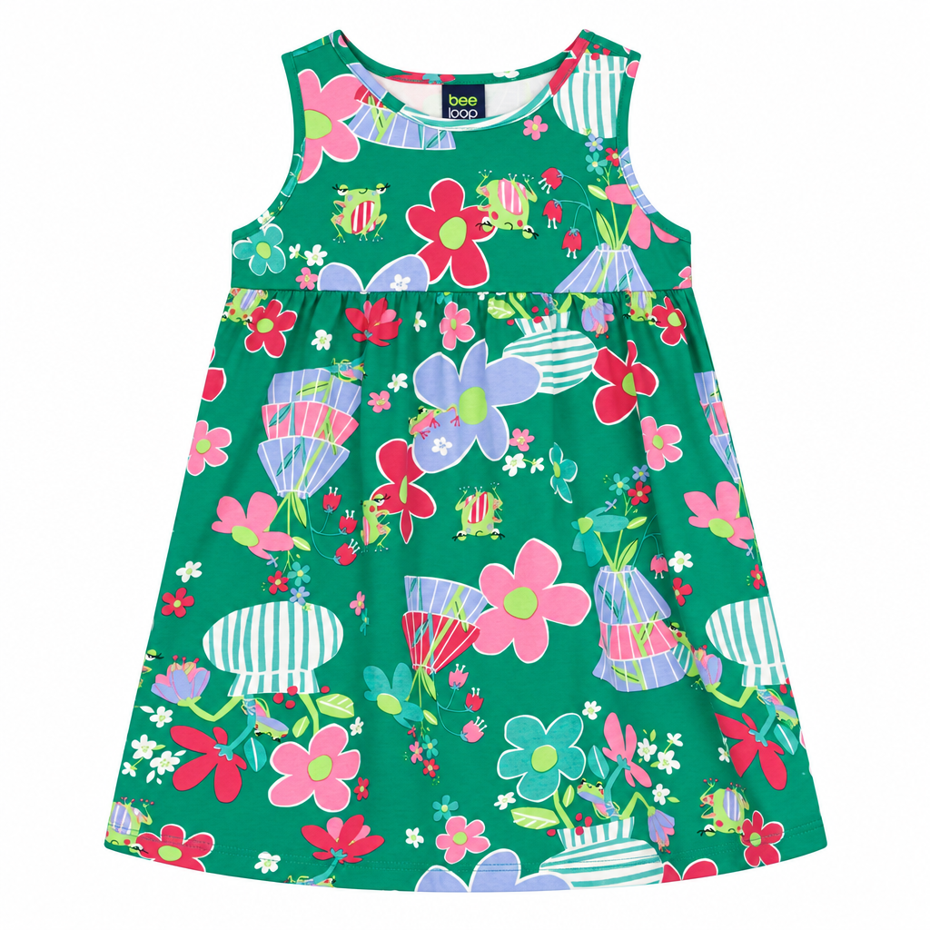 Vestido verde flores niña Bee Loop 18350-FL0151
