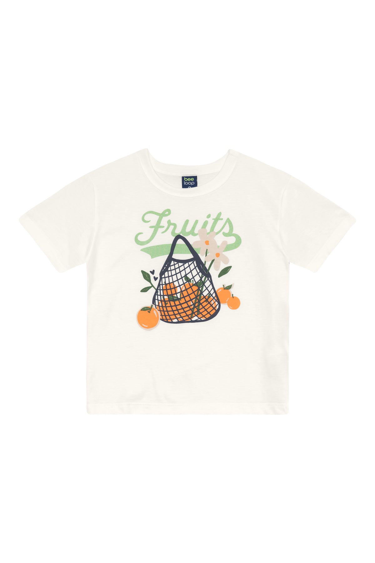 Set conjunto 2 piezas camisa blanca short verde frutas naranjas niña Bee Loop 18367-000106a