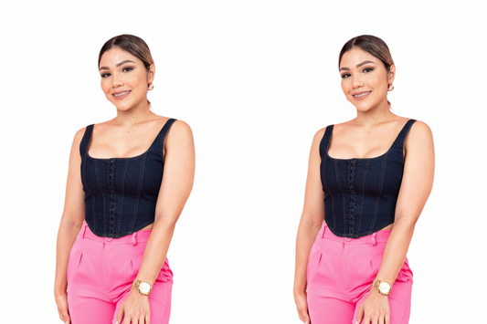Camisa Blusa Dama azul jeans oscuro CVD1151-22 490390 promo 3x1000